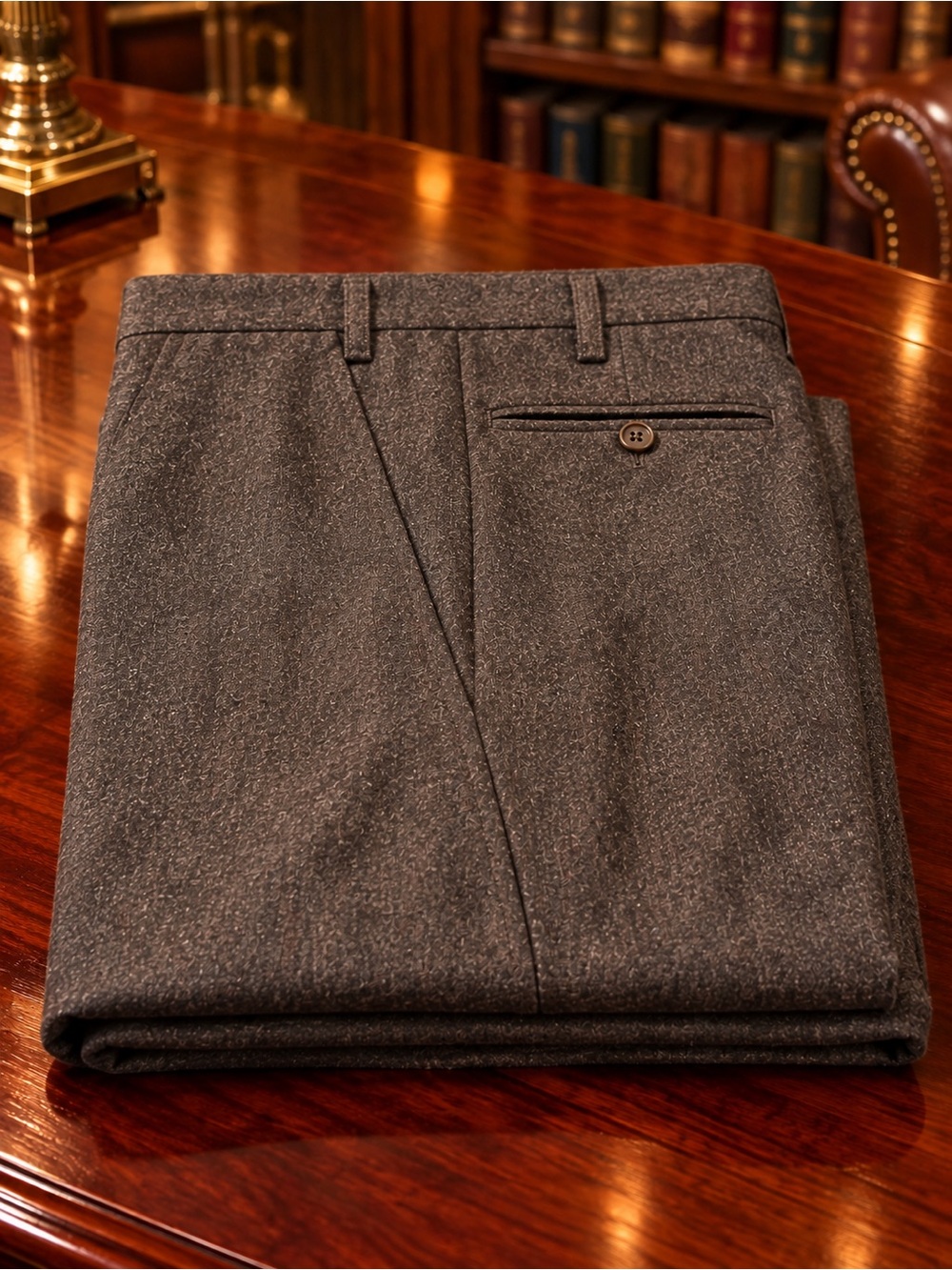 Kiton 100% Cashmere charcoal trousers with subtle purple pinstripes